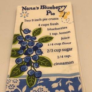 Vintage Tea Towel Blueberry Pie recipe Retro